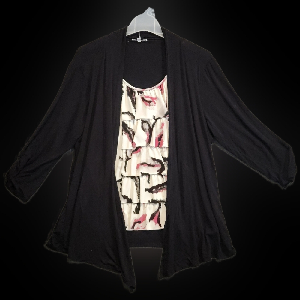 #C106 Classic Editions Women’s Long Sleeve Tunic Blouse with Ruffled Front